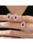 Pırlanta Montür Lotus Çiçeği Sentetik Safir Zarafet Mührü Rose Renk Gümüş Mini Set 1