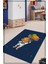Woolly Astronot Desenli Mavi Çocuk Odası Halısı (Makinada Yıkanabilir Kaymaz Dod Taban) - ES741 1