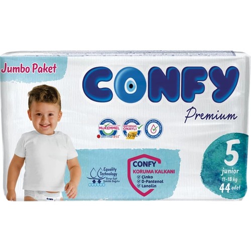 Confy Premium Bebek Bezi 5 Beden Junior 44'lü