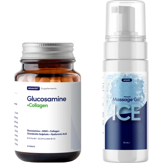 Anocin Set 1500 mg  Msm Glucosamine Collagen Complex 30 Tablet + Ice Glucosamine Jel 75 ml