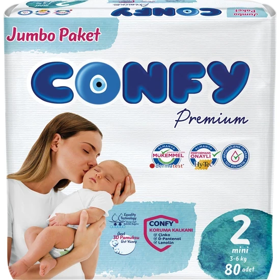 Confy Premium 2 Numara Bebek Bezi Mini 3 - 6 KG 80 Adet