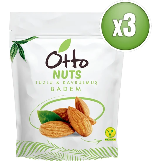 Otto Nuts Vegan Kavrulmuş Badem 3 x 90 G