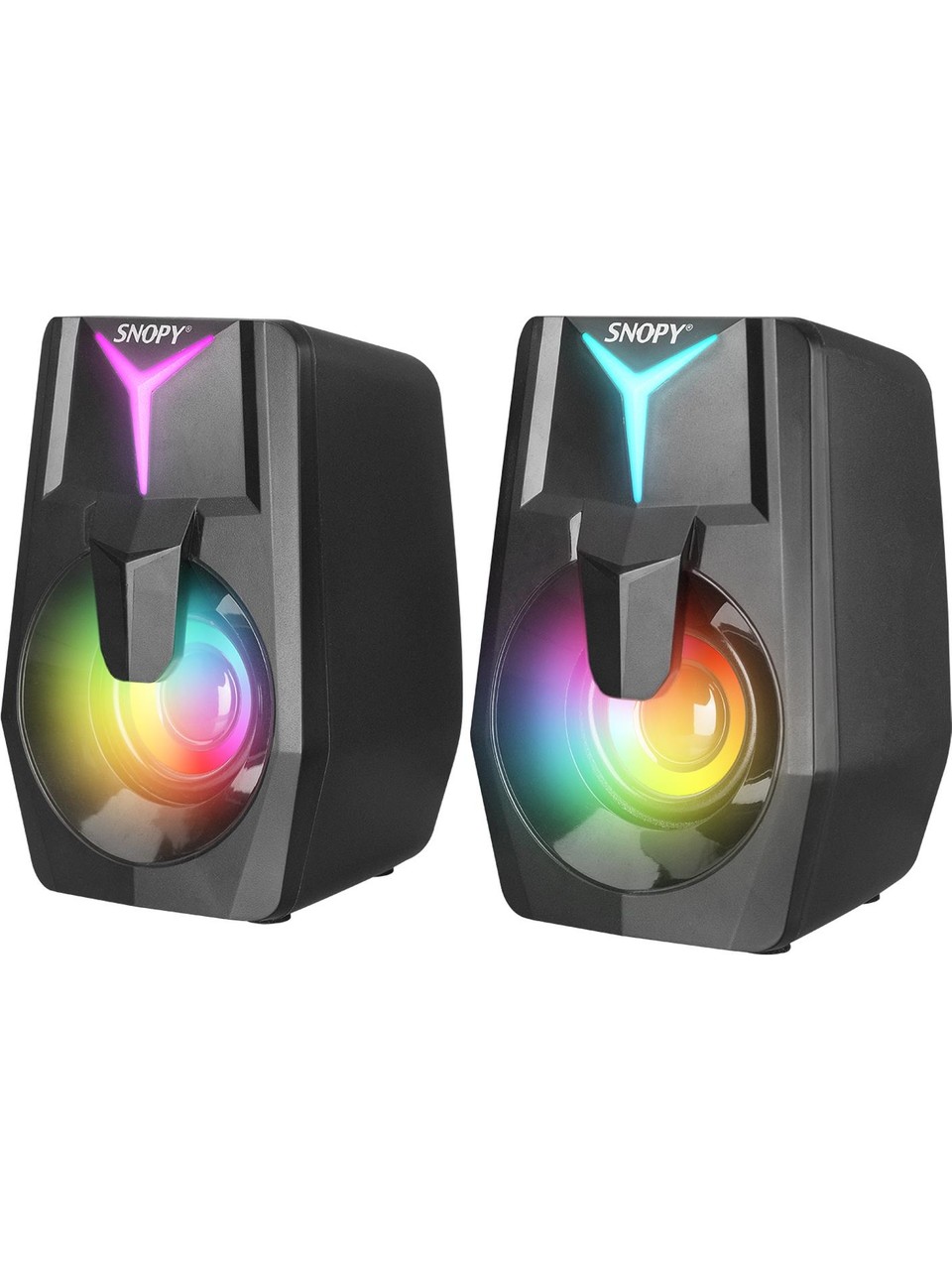 Snopy SN-X22 Style 2.0 Multimedia LED Işıklı 3W-2 Siyah USB Gaming Speaker