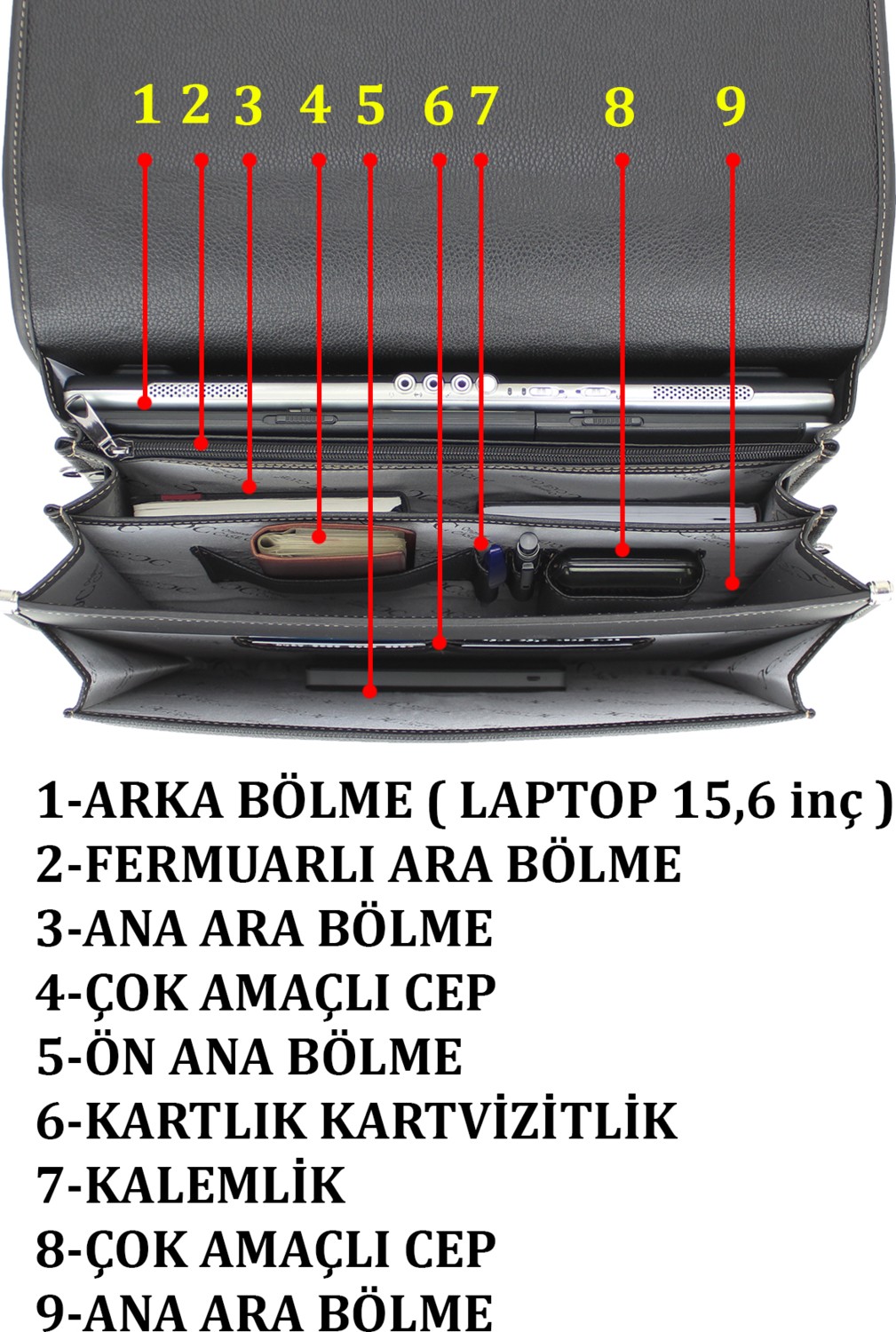 Case Club Evrak Çantası 15,6 Inç Laptop Bölmeli Omuz Askılı Taban Korumalı görsel 8