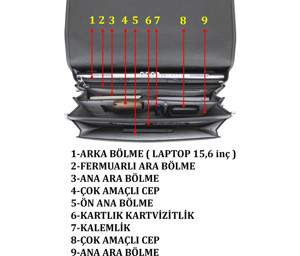 Case Club Evrak Çantası 15,6 Inç Laptop Bölmeli Omuz Askılı Taban Korumalı görsel 3