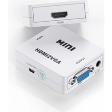 Aogo HDMI To VGA Full Hd 1080P Görüntü ve Ses Dönüştürücü Çevirici HDMI In VGA Out Converter HDMI VGA