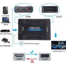 Aogo HDMI To Scart Dönüştürücü HDMI In Scart Out 1080P HDMI - Scart Converter Ses Video