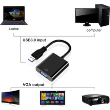 Aogo USB To VGA Dönüştürücü USB 3.0 VGA 15 Pin Çevirici Çoklu Ekran Video Dönüştürücü USB In VGA Out