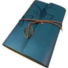 Herkesetoptantic Yaprak Tasarımlı Retro Deri Defter + Kalem