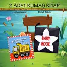 Tox 2 Kitap Tox Ingilizce Siyah - Beyaz Bebek ve Iş Makinaları Kumaş Sessiz Kitap E118 E136 - Bez Kitap , Eğitici Oyuncak , Yumuşak ve Hışırtılı