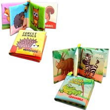 Tox 2 Kitap Tox Ingilizce Orman Hayvanları ve Safari Hayvanları Kumaş Sessiz Kitap E127 E130 - Bez Kitap , Eğitici Oyuncak , Yumuşak ve Hışırtılı