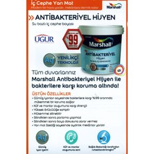 Marshall Antibakteriyel Hijyen Su Bazlı Silinebilir Iç Cephe Boyası 15 Lt