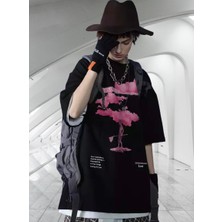 Amor Man Pembe Bulut Dijital Baskili %100 Pamuk Oversize Özel Tasarim Erkek T-Shirt