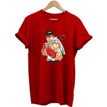 Remonz Street Fighter Ryu Baskılı %100 Pamuk Oversize T-Shirt Büyük Beden Tişört
