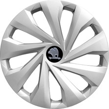 PackGar Skoda 15 Inç Jant Kapağı Amblemli Gri 4'lü Takım 130