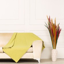 BenimOl Fıstık Yeşili Dokuma Kadife Şönil Çift Taraflı Koltuk Örtüsü Şalı 175X215CM