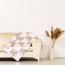 BenimOl Modern Gül Yapraklı Dokuma Dijital Baskılı Kadife Şönil Koltuk Şalı Örtüsü Maxi Set (3+3+1+1)