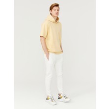 Xint Pamuk Kapüşonlu Oversize Kısa Kollu Basic Sweatshirt