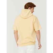 Xint Pamuk Kapüşonlu Oversize Kısa Kollu Basic Sweatshirt