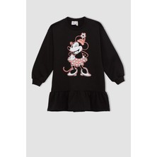 DeFacto Kız Çocuk Minnie Mouse Lisanslı Uzun Kollu Volanlı Sweat Elbise W7134A622SP