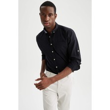 DeFacto Slim Fit Polo Yaka Uzun Kollu Gömlek M7180AZ22SP