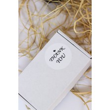 Butik Sosyetik Thank You El Yazısı ile Yazılmış Beyaz 50 mm Yuvarlak Yapışkanlı Sticker Etiket 100 Adet