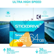 Stickdrive 128GB U3 Renkli Tf (Mikro Sd) Hafıza Kartı(Yurt Dışından)
