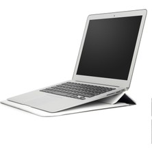 SZYKD Pu Deri Ultra-Ince Zarf Çanta Laptop Çantası Macbook Air / Pro 13 Inç, Stand Fonksiyonu (Beyaz) ile