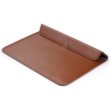 SZYKD Pu Deri Ultra-Ince Zarf Çanta Laptop Çantası Macbook Hava / Pro 15 Inç, Stand Fonksiyonu (Brown) ile