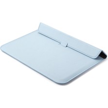 SZYKD Pu Deri Ultra-Ince Zarf Çanta Laptop Çantası MacBook Air / Pro 15 Inç, Stand Fonksiyonu ile (Sky Blue)