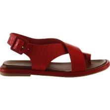 Bueno Shoes Kırmızı Deri Kadın Düz Sandalet