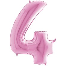 Folyo Balon 34 Inç  80 cm 4 Rakam Pembe