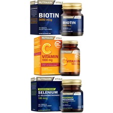 Nutraxin 30 Tablet 1000MG C Vitamini+Biotin 5000 Mcg 30 Tablet+Selenium 100MCG 100 Tablet