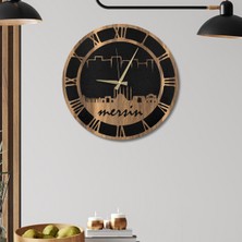 Makta W'clock Ahşap Duvar Saati - Mersin Şehir Silüeti
