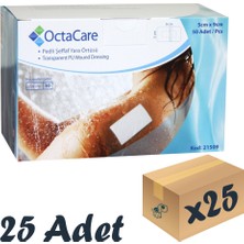 Octacare Şeffaf Pedli Su Geçirmez Yaraa Örtüsü 5cm x 9cm 25 Adet Steril Tekli Paket