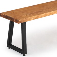 Flora Wood Doğal Ahşap Ladin Kütük Ağaç Bench Bank Eğik U Ayak 140 x 32 cm