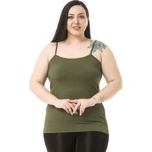 Disentis Modest Büyük Beden Ip Askılı Viskon Haki Body