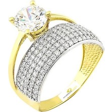 Sembol Gold Altın Tektaş Alyans Yüzük Twin Model