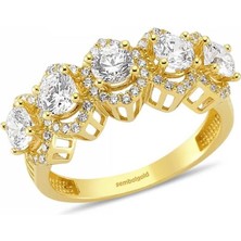 Sembol Gold Altın 5 Taş Yüzük Özel Tasarım