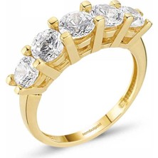 Sembol Gold Sarı Altın 5 Taş Yüzük