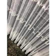 Taç Tül Perde Sedef Sim Brode İşlemeli Tül Etek Zigzag Desen