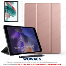 wowacs Samsung Galaxy Tab A8 10.5 SM-X200 SM-X205 Uyumlu Smart Kılıf Arkası Şeffaf + Ekran Koruyucu + Kalem