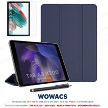 wowacs Samsung Galaxy Tab A8 10.5 SM-X200 SM-X205 Uyumlu Smart Kılıf Arkası Şeffaf + Ekran Koruyucu + Kalem