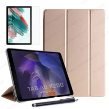 wowacs Samsung Galaxy Tab A8 10.5 SM-X200 SM-X205 Uyumlu Smart Kılıf Arkası Şeffaf + Ekran Koruyucu + Kalem