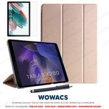 wowacs Samsung Galaxy Tab A8 10.5 SM-X200 SM-X205 Uyumlu Smart Kılıf Arkası Şeffaf + Ekran Koruyucu + Kalem