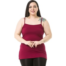 Disentis Modest Büyük Beden Ip Askılı Viskon Bordo Body