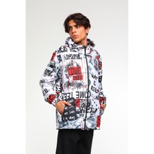 Rocqerx R-2103 Dumanlı Adam Baskılı Kapüşonlu Rüzgarlık