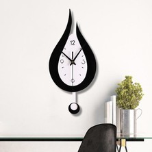Vonluxe Dekoratif Sarkaç Duvar Saati Sessiz Modern Pil Kumandalı Oturma Odası Siyah