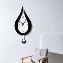 Vonluxe Dekoratif Sarkaç Duvar Saati Sessiz Modern Pil Kumandalı Oturma Odası Siyah