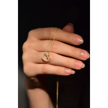 Papatya Silver 925 Ayar Gümüş Gold Kaplama Incili Kalp Montür Kolye